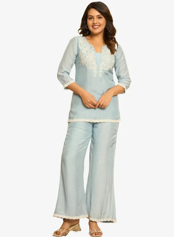 KASYA Blue Printed Viscose Co-ord Set